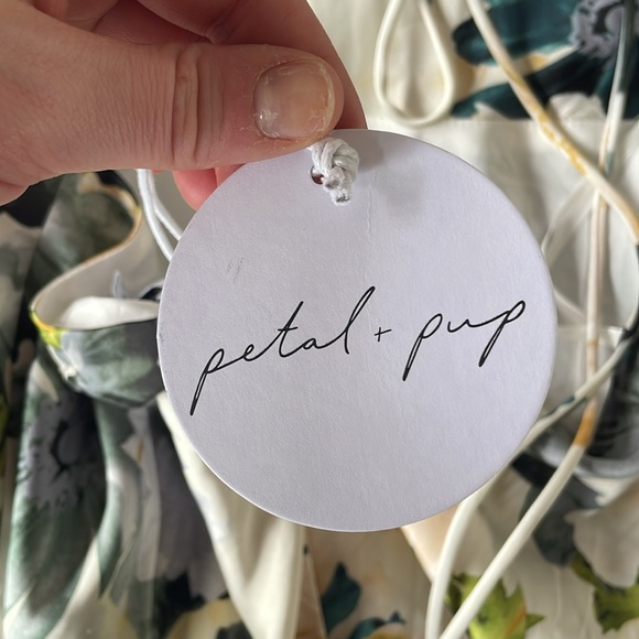 Petal and Pup Ivory and Blue/Green Floral Midi Dress - Picture 5 of 7